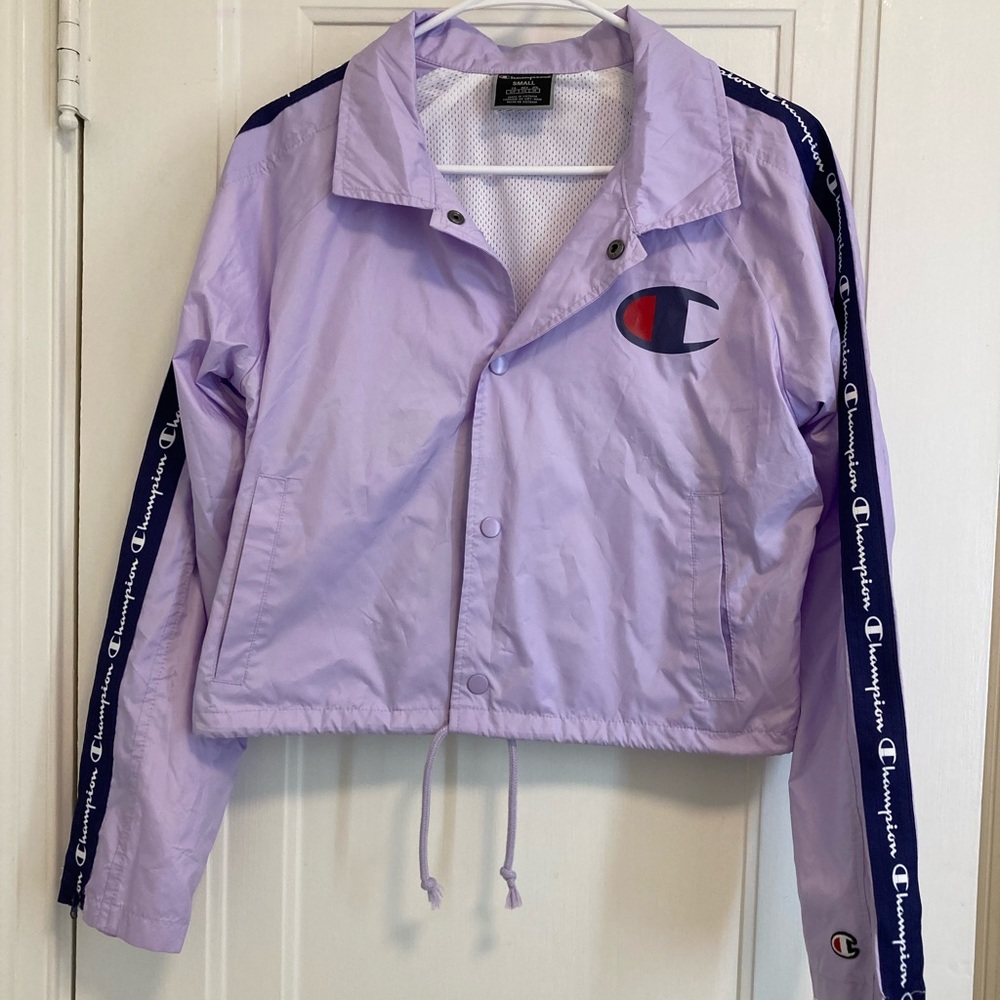 Small purple women’s champion windbreaker jacket